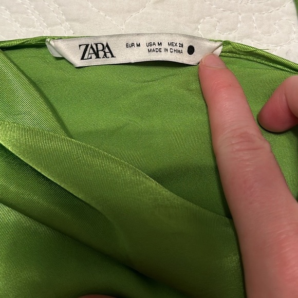 NWOT Zara Satin Midi Dress in Lime Green Size M - Picture 15 of 16